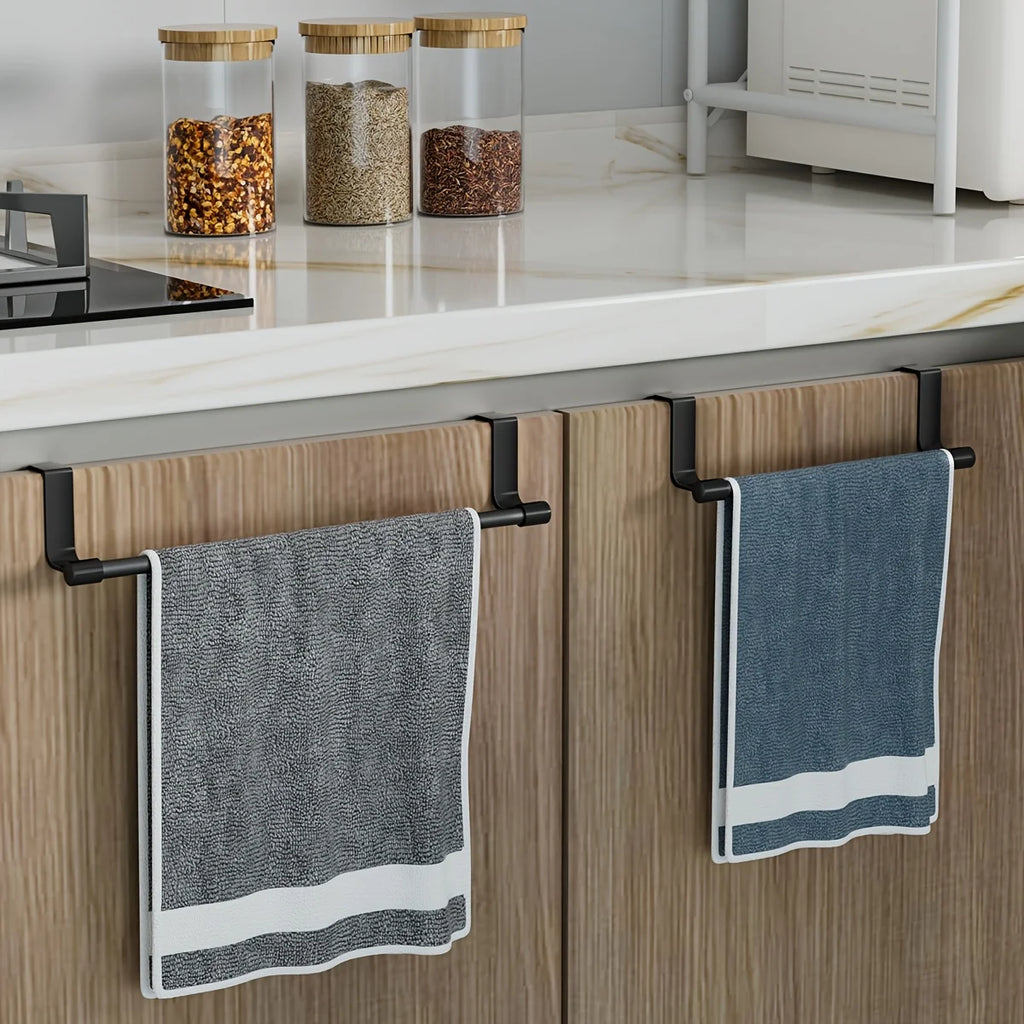 No-Drill Cabinet Door Towel Rack – Single Rod Cloth Hanger Cabinet Door Towel Rack Nixie