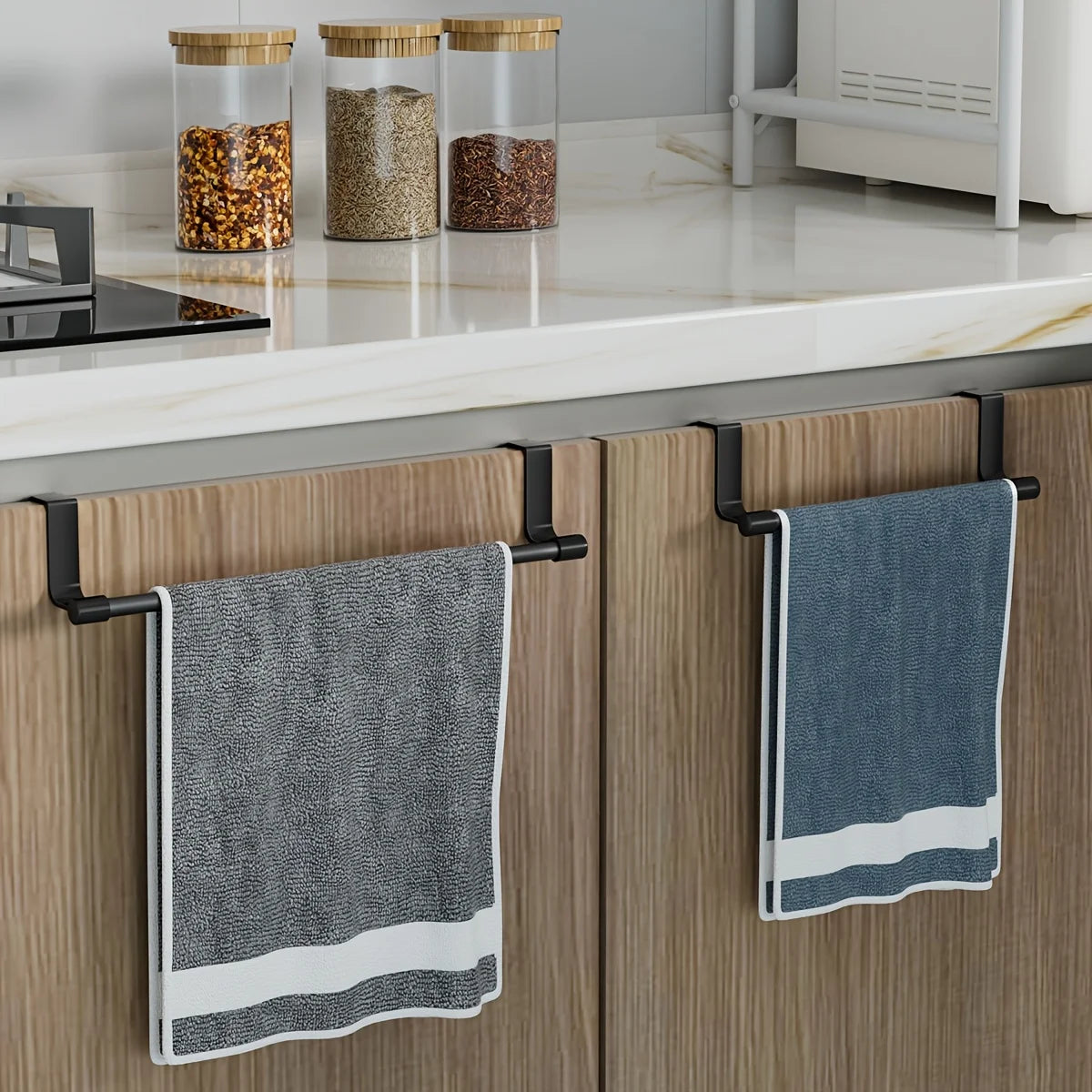 No-Drill Cabinet Door Towel Rack – Single Rod Cloth Hanger Cabinet Door Towel Rack Nixie