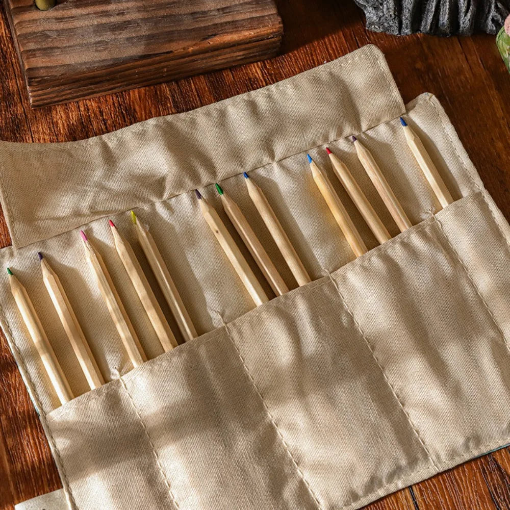 Vintage Roll-Up Pencil Case – Large Capacity Stationery Bag Roll-Up Pencil Case Nixie