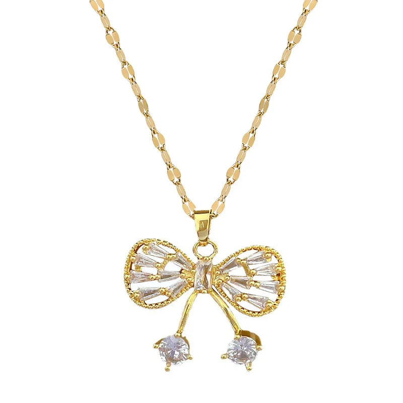 Butterfly Knot Pendant Necklace – Gold Stainless Steel Chain Pendant Necklace Nixie