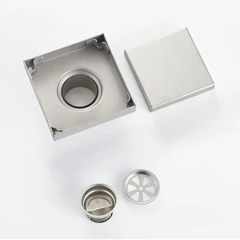 Stainless Steel 304 Invisible Shower Floor Drain 100x100mm Shower Floor Drain Nixie Silver