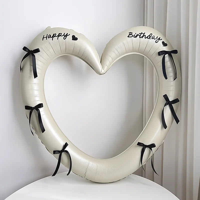 40" Bow Happy Birthday Foil Balloon Set – Party Decoration Foil Balloon Set Nixie WHITE