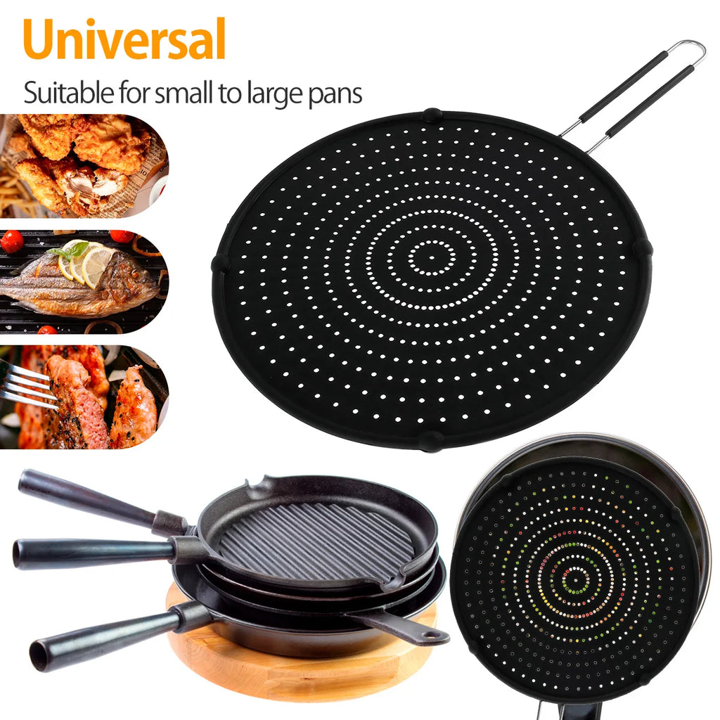 Silicone Splatter Screen Foldable Handle – Oil Splash Guard Splatter Screen Nixie