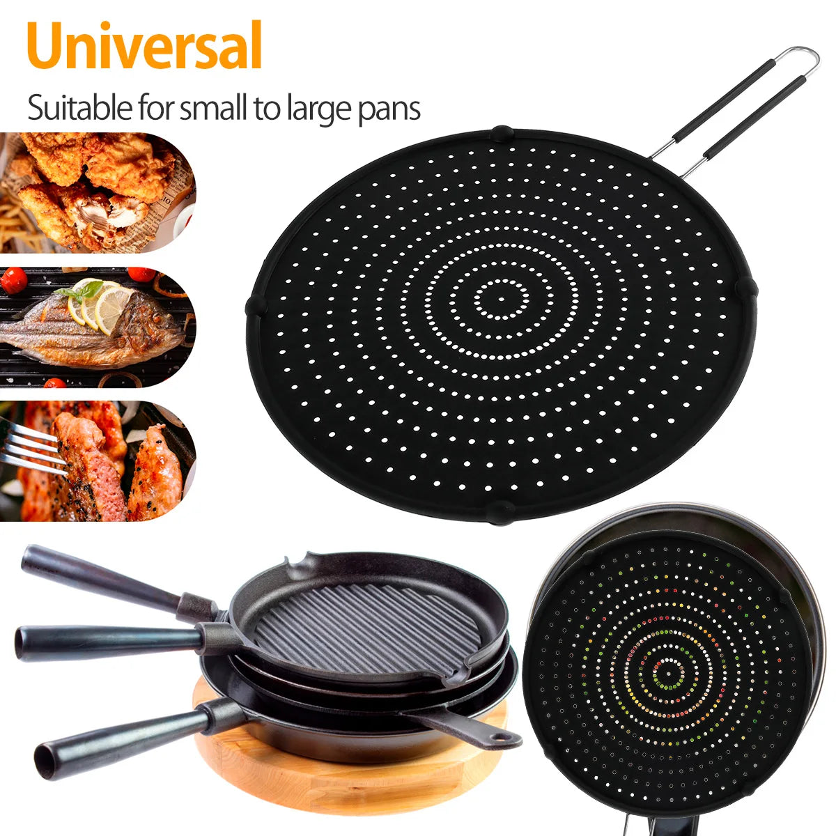 Silicone Splatter Screen Foldable Handle – Oil Splash Guard Splatter Screen Nixie