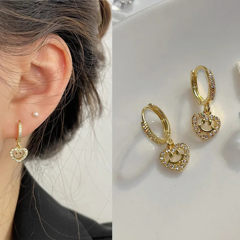 Sparkling Zircon Hoop Drop Earrings – 14K Gold Plated Women Drop Hoop Earrings Nixie