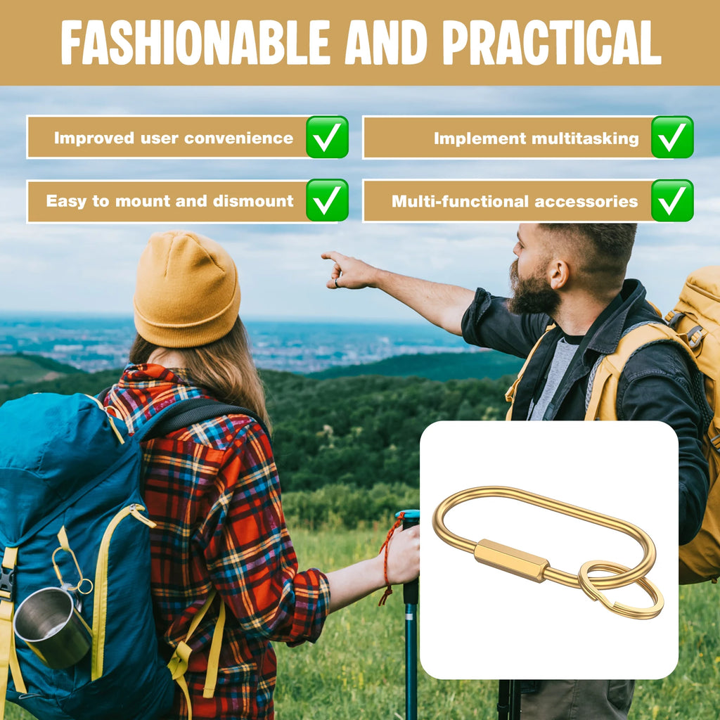 Gold Brass Screw Lock Key Rings & Carabiner Clips | Nixie Brass Key Ring Set Nixie