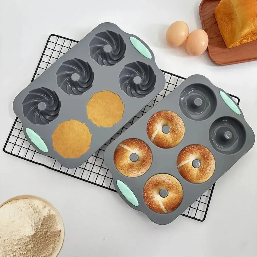Non-Stick Silicone Donut Mold 6-Cavity Reusable Baking Tray Silicone Baking Mold Nixie