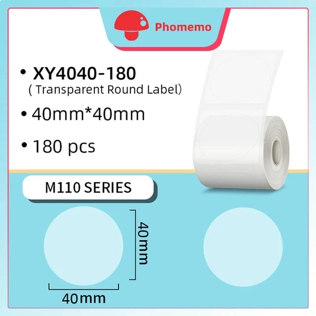Phomemo M110 M200 M221 Clear Round Thermal Labels 1.57"