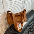 Women's Rivet Frosted Faux Suede Crossbody Shoulder Bag