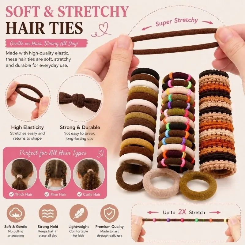 Girls Elastic Floral Bow Hair Bands & Bunny Ear Hair Ties Set Hair Accessories Set Nixie