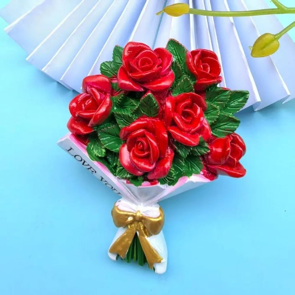 3D Resin Flower Fridge Magnets – Sunflower & Rose Décor Decorative Fridge Magnet Nixie Rose