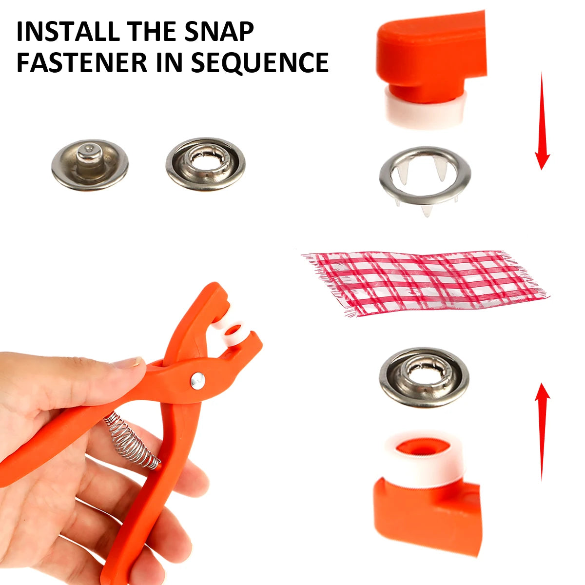 Snap Button Kit 200pcs with Manual Pliers – Stainless Steel Studs
