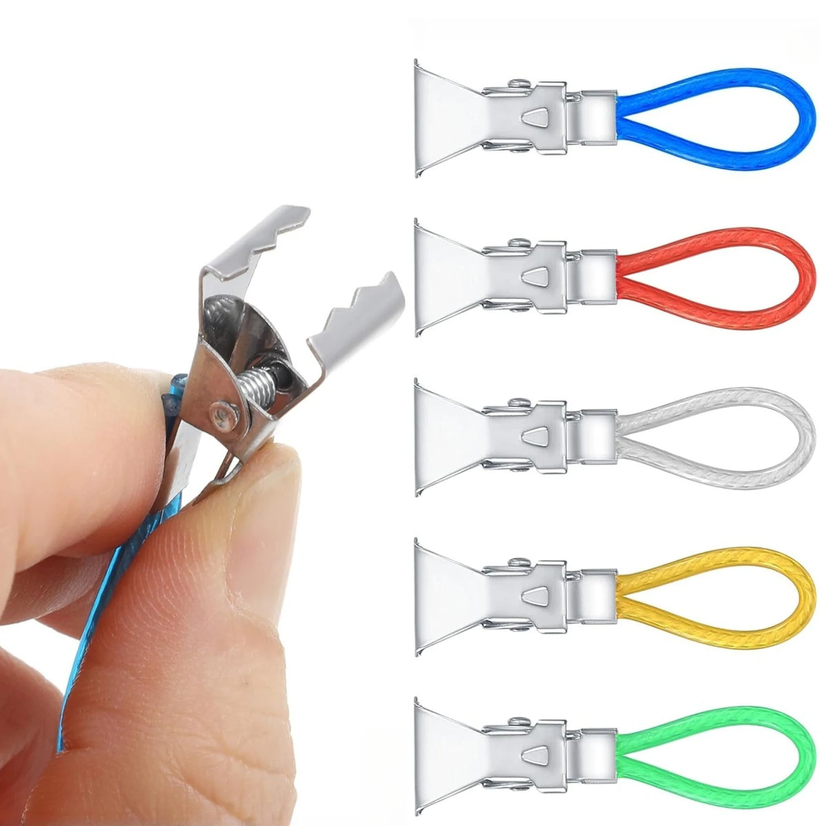 5-Pack Colorful Metal Towel Hanging Clips & Hook Loops Towel Hanging Clips Nixie