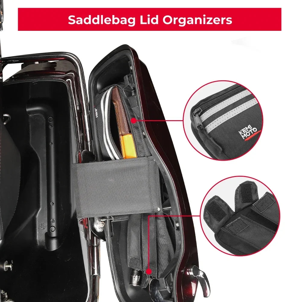 Motorcycle Saddlebag Lid Organizers 2-Pack | 2014-2025 Touring Saddlebag Organizer Nixie