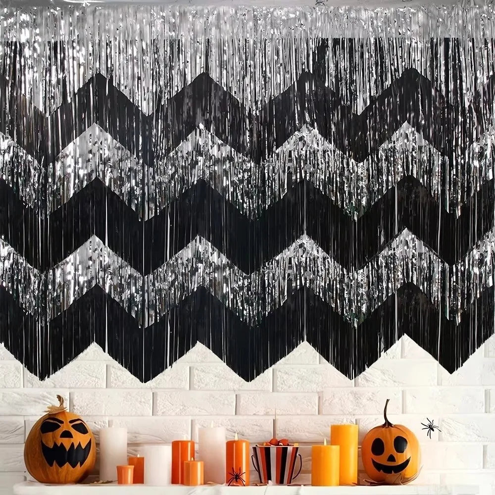Metallic Foil Fringe Curtain 50x200cm – Party Backdrop Tassel