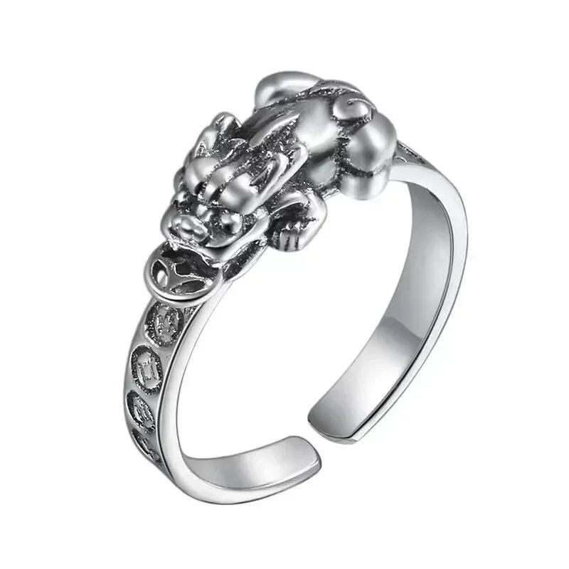 Feng Shui Pixiu Good Luck Ring – Men's Punk Silver Jewelry Fashion Ring Nixie