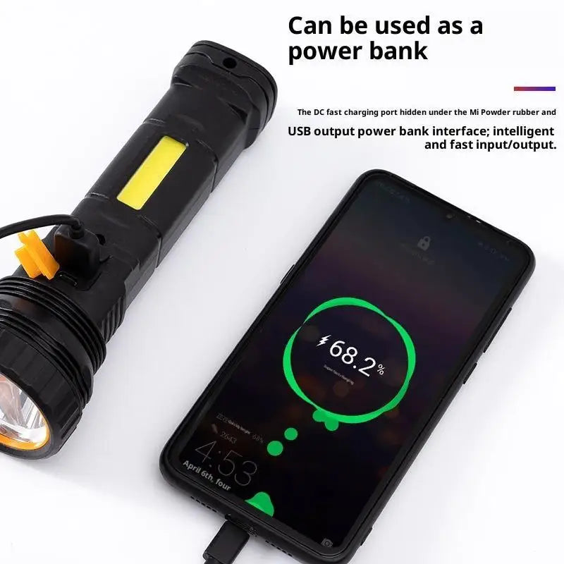 Rechargeable LED Flashlight with COB Side Light – Camping & Emergency