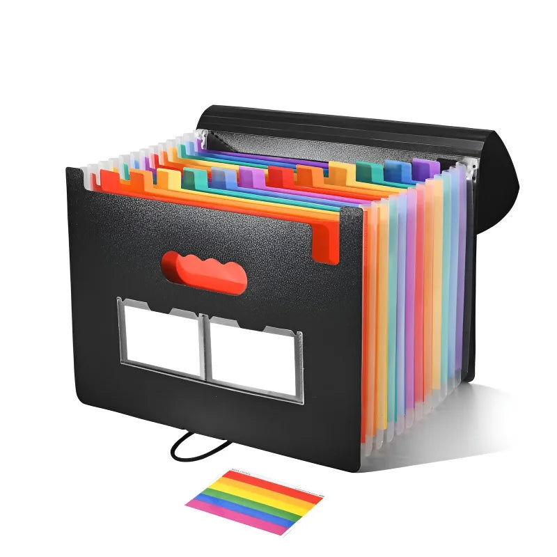 A4 Hanging Flip Organ File Bag – 13 or 25 Pocket Organizer Accordion File Organizer Nixie Black 13 grids