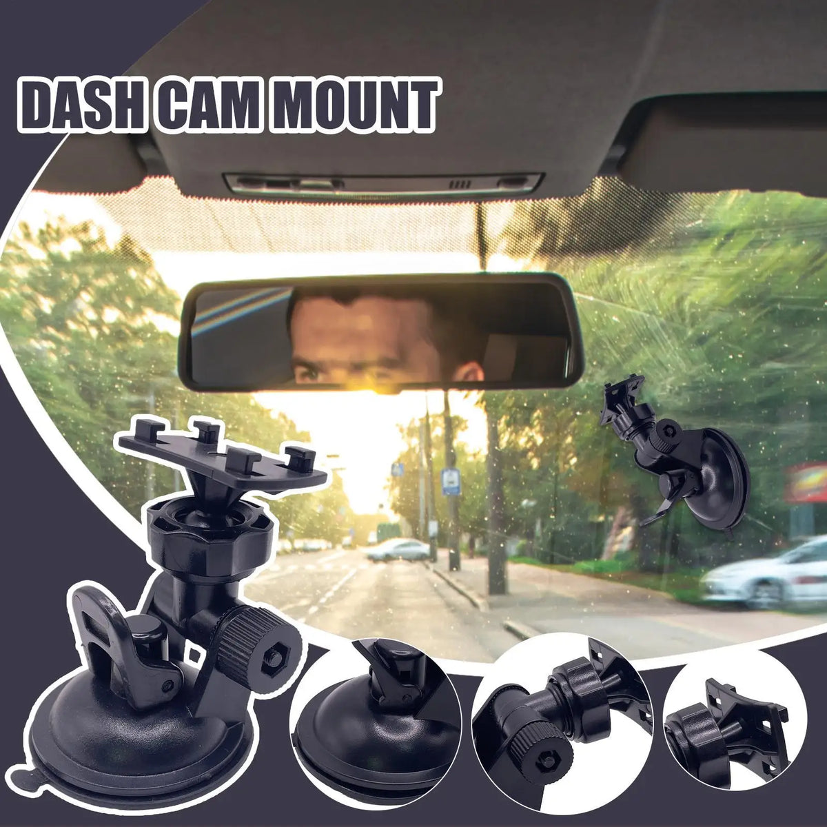 Dash Cam Suction Cup Mount 55mm & 70mm Windshield Bracket