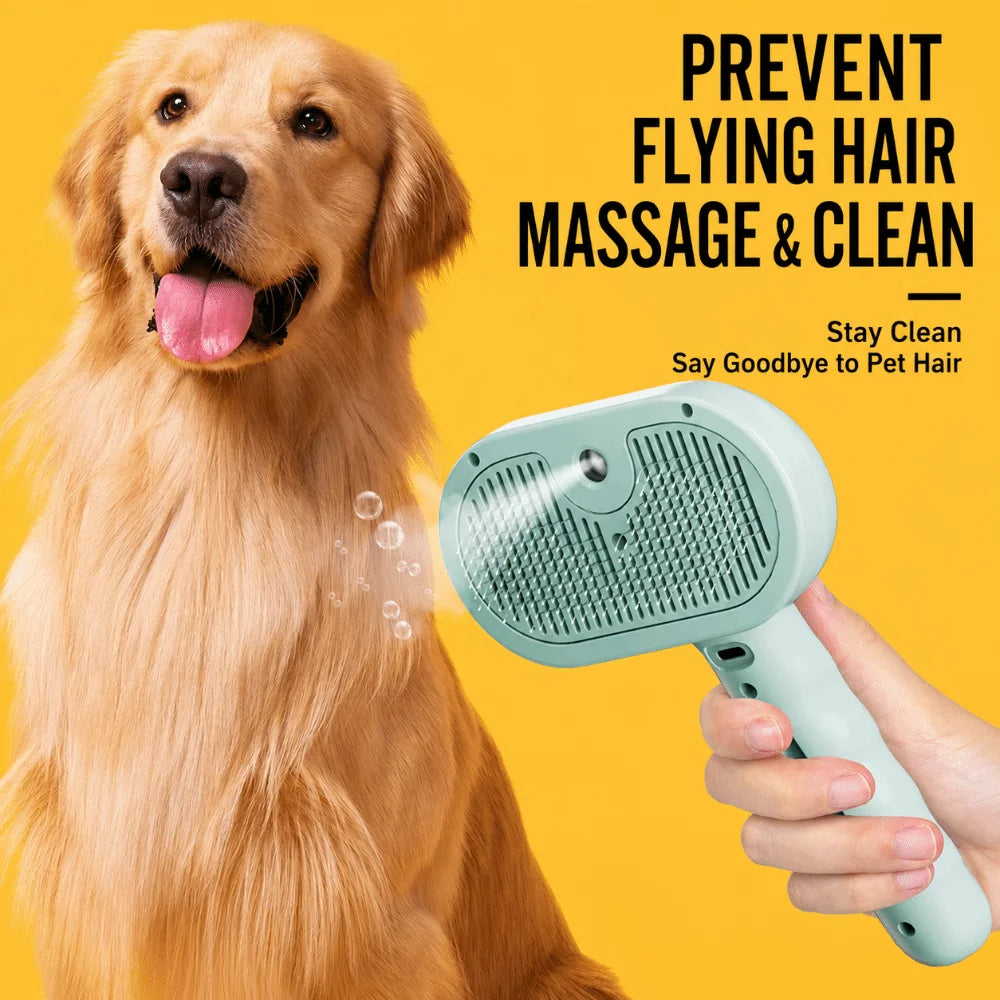 Electric Pet Grooming Comb with Nano Spray & Soft Round Teeth