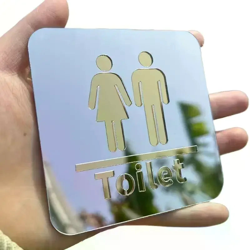 Acrylic Bathroom Sign Men & Women | Round & Square Wall Decal Bathroom Wall Sign Nixie