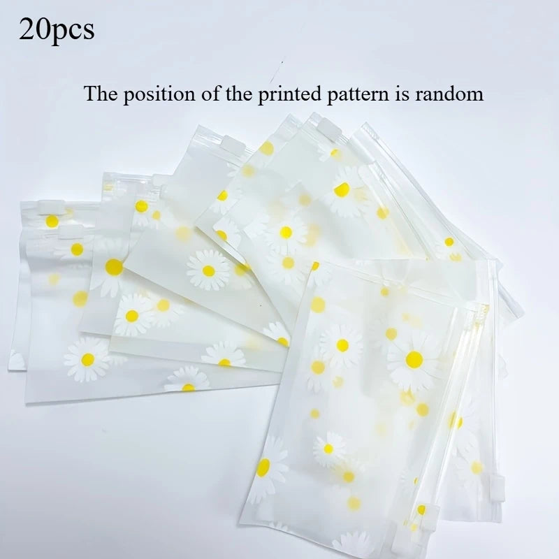 20PCS Daisy Zipper Bags – Reusable Dustproof Travel Storage Zipper Storage Bags Nixie