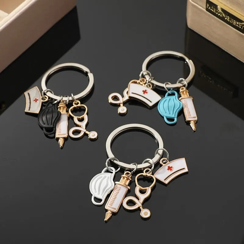 3-Piece Medical Theme Keychain Set – Nurse Doctor Quirky Style Novelty Keychain Set Nixie
