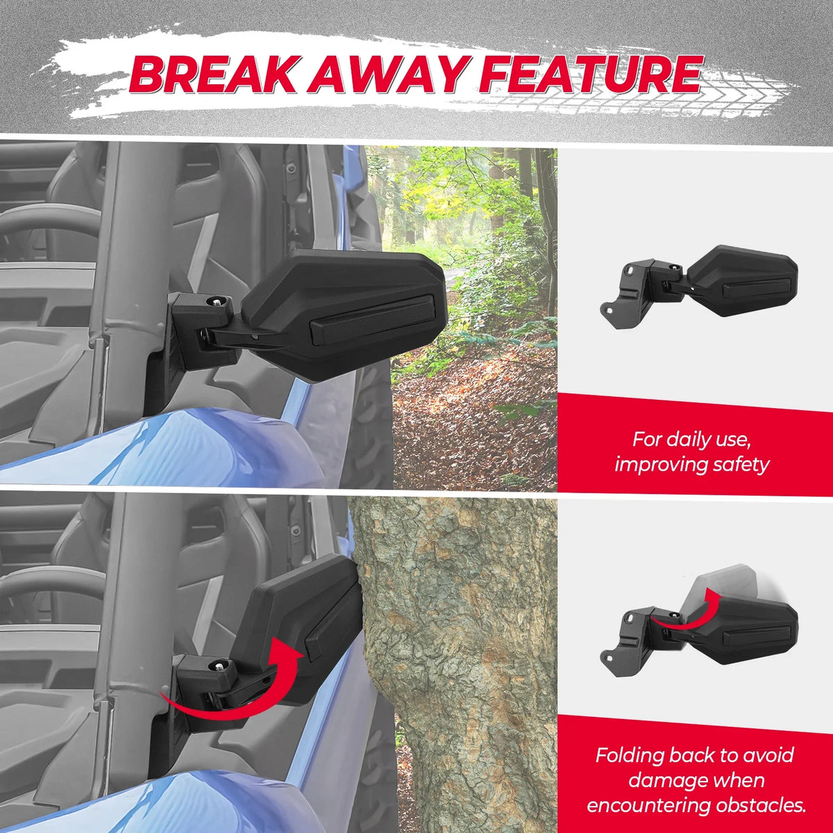 Folding Side Mirrors 715003639 – Can-Am Maverick & Commander UTV Side Mirrors Nixie