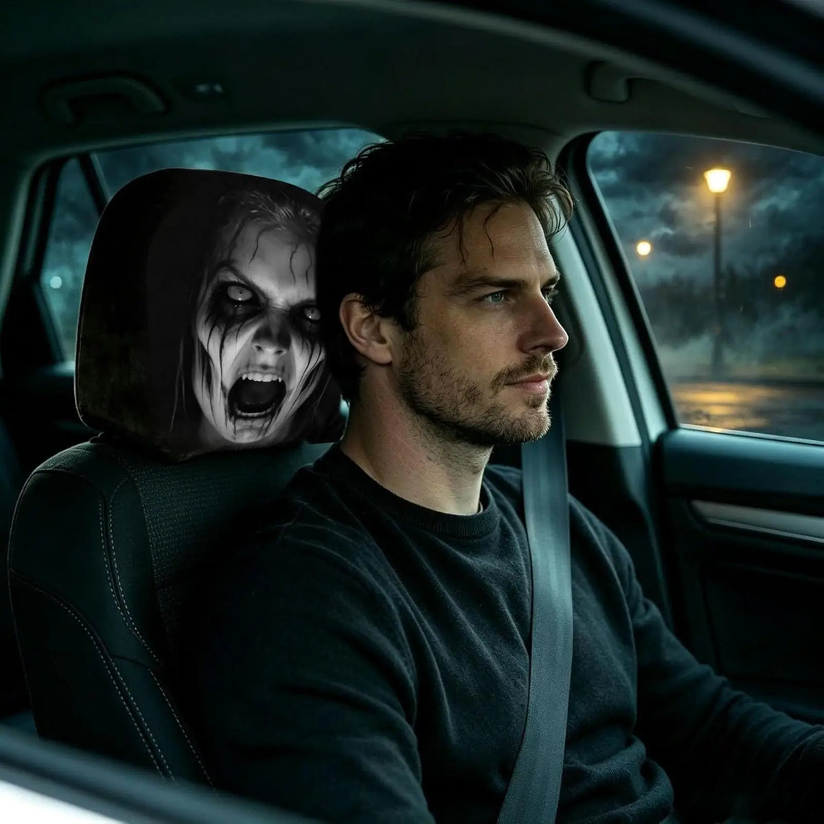 Ghost Face Car Headrest Covers | Halloween Seat Pillowcase 2-Pack Car Headrest Cover Nixie