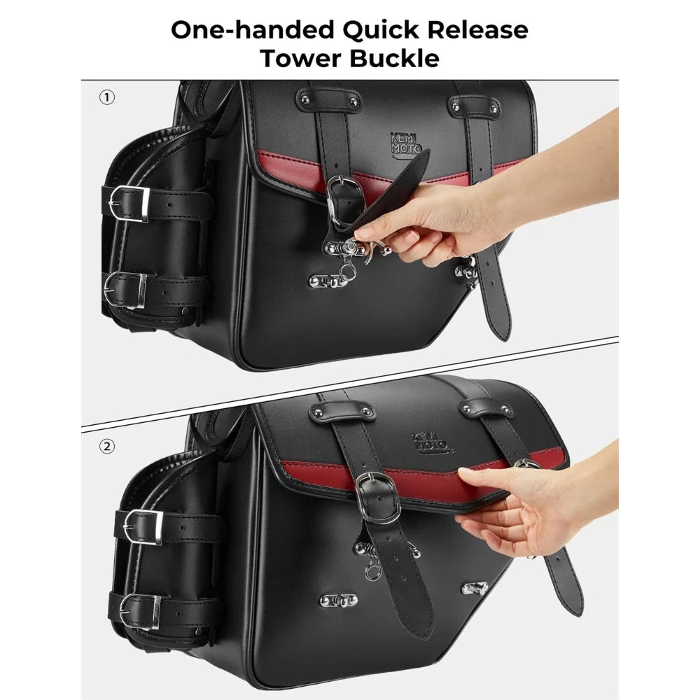 Waterproof PU Leather Motorcycle Saddle Bags – Universal Fit