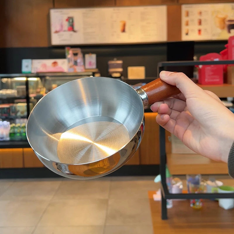 Stainless Steel Milk Pot with Wooden Handle – Compact Cooking Pot Stainless Steel Saucepan Nixie