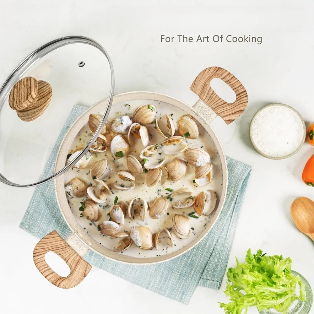Nonstick Aluminum Stock Pot with Lid & Stay-Cool Handle Nonstick Stock Pot Nixie