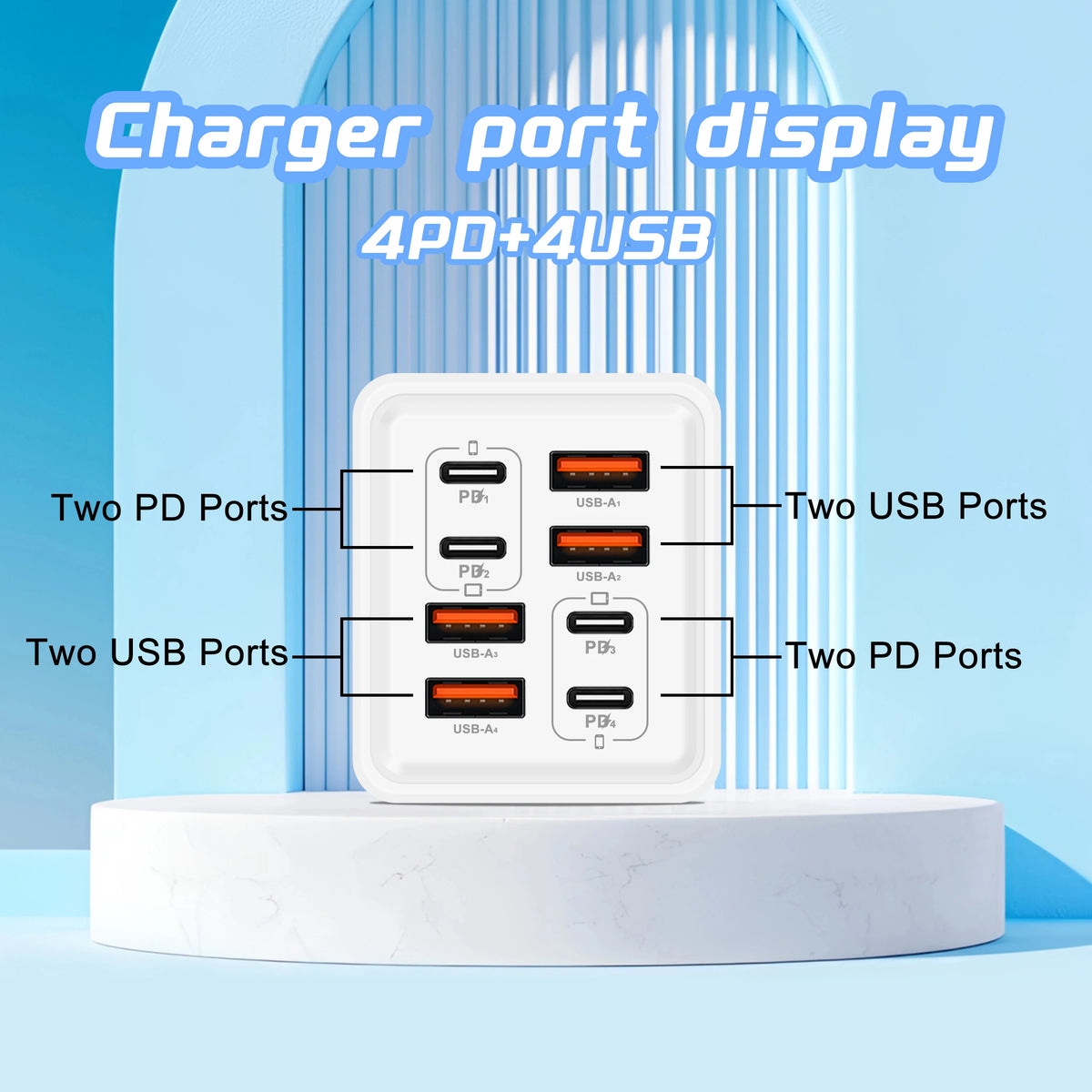 240W GaN 8-in-1 USB-C Fast Charger – EU/US/UK Plug Adapter USB-C GaN Charger Nixie