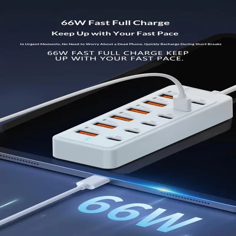 12-in-1 USB Charging Station – 6 USB-A & 6 USB-C Fast Charger USB Charging Station Nixie A1