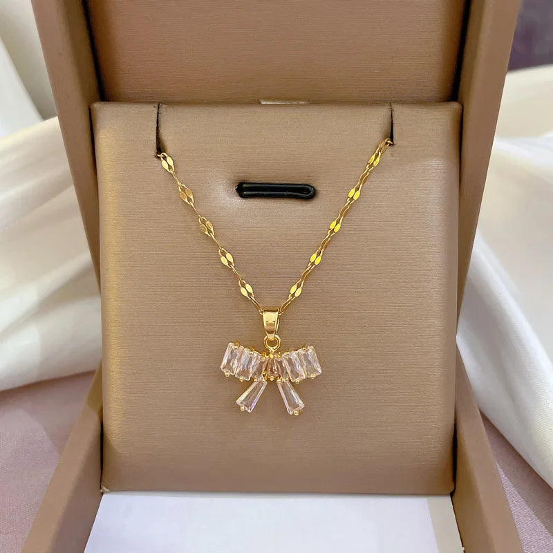 Butterfly Knot Copper Pendant Necklace | Gold Choker for Women Pendant Necklace Nixie