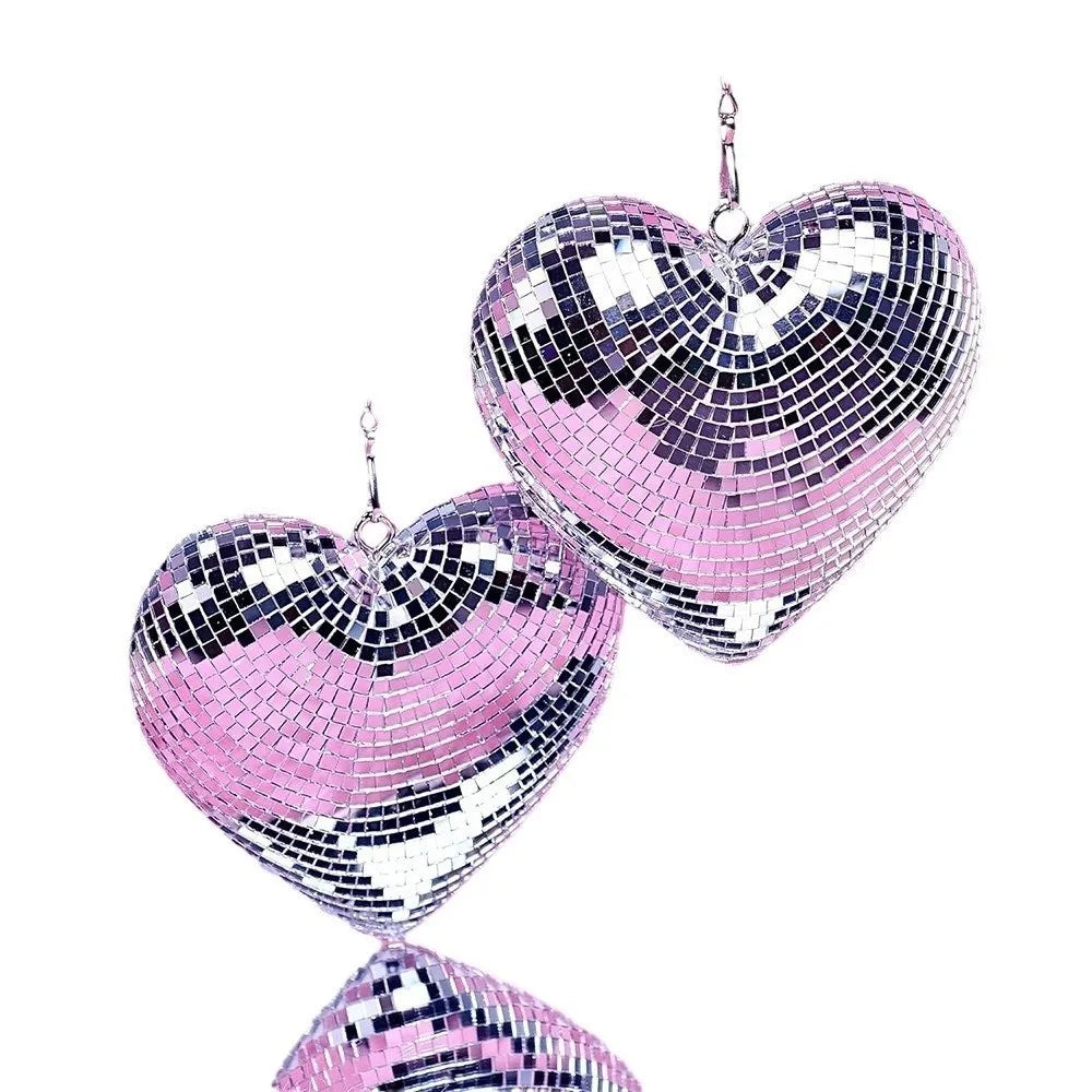 Heart-Shaped Glass Disco Ball Keychain & Party Decoration Party Decoration Nixie