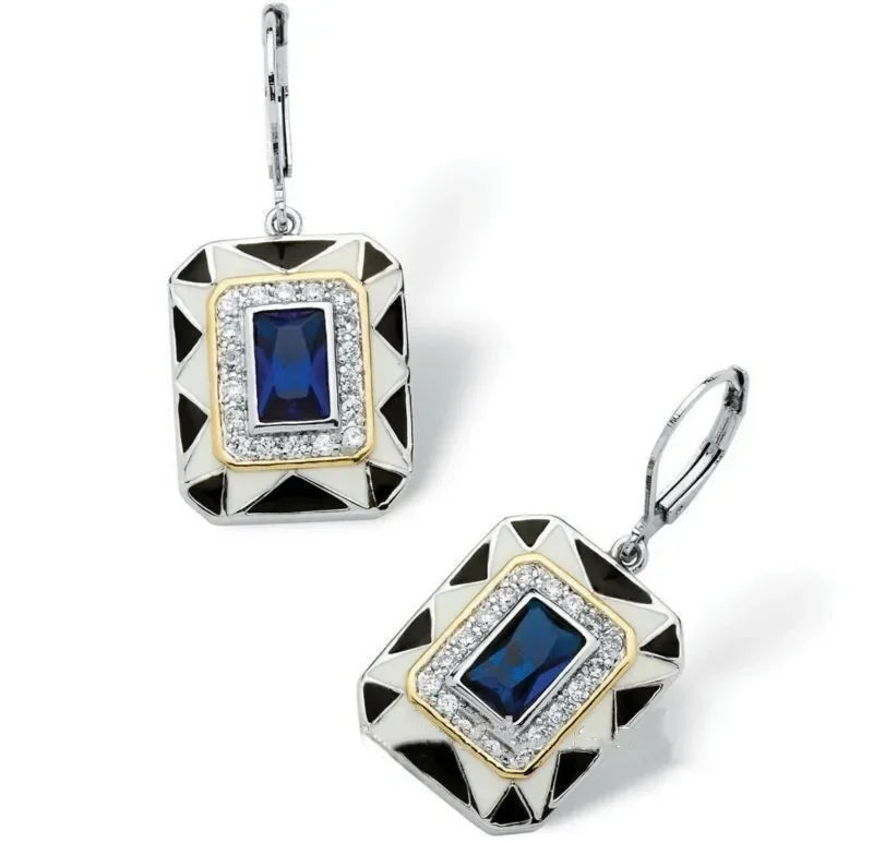Silver Blue Geometric Drop Dangle Earrings | Fashion Jewelry Drop Dangle Earrings Nixie
