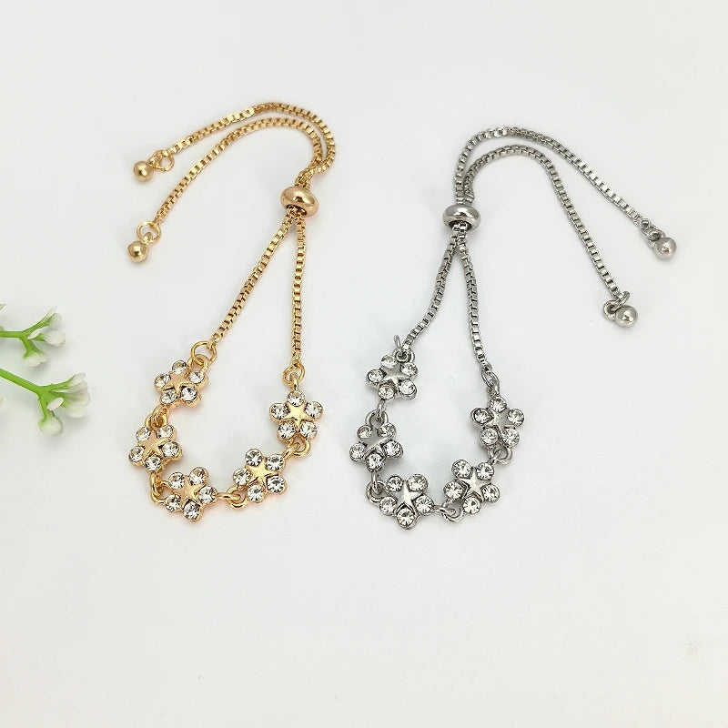 Adjustable Flower Crystal Bracelet – Women's Elegant Jewelry Crystal Bracelet Nixie