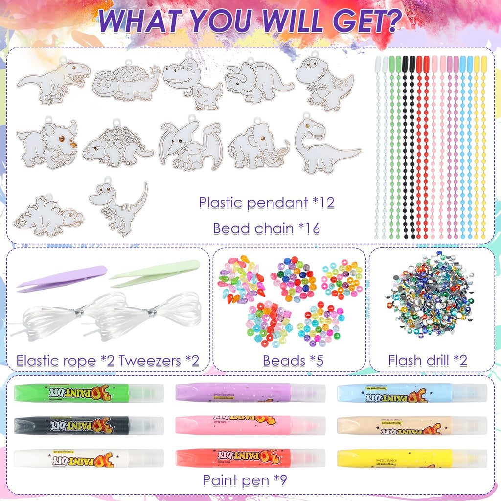 Kids Window Paint Art Kit – DIY Suncatcher Pendants Set Kids DIY Craft Kit Nixie