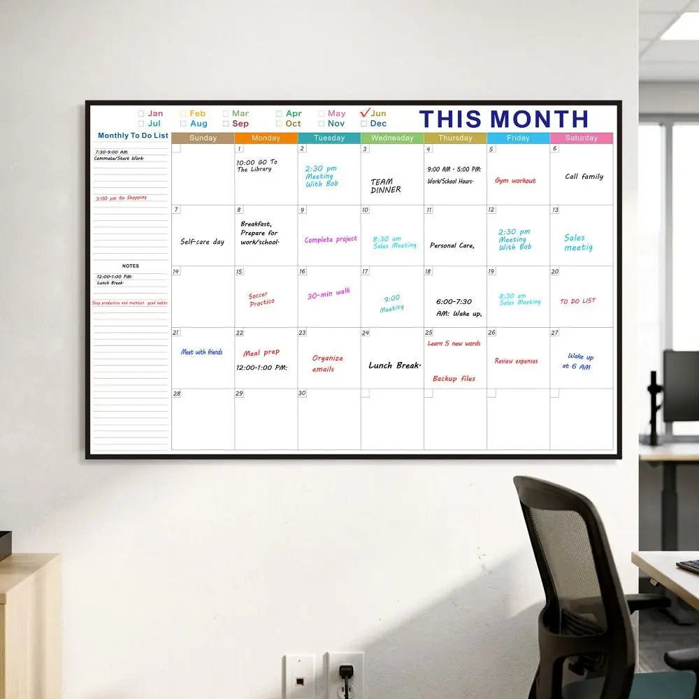 Reusable Dry Erase Monthly Planner Calendar Board 32x48in Whiteboard Planner Calendar Nixie