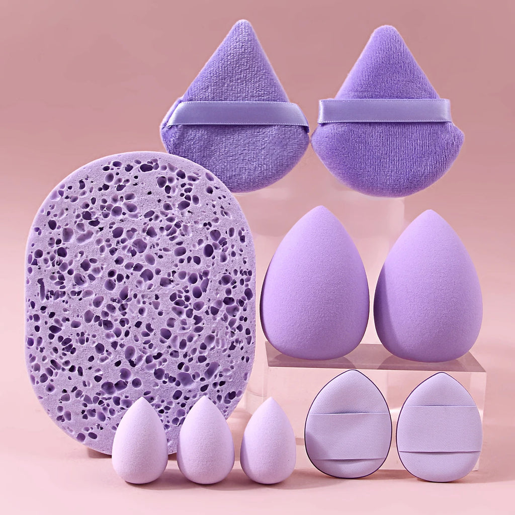 10-Piece Makeup Sponge Set – Puffs, Eggs & Mini Sponges Makeup Sponge Set Nixie PURPLE