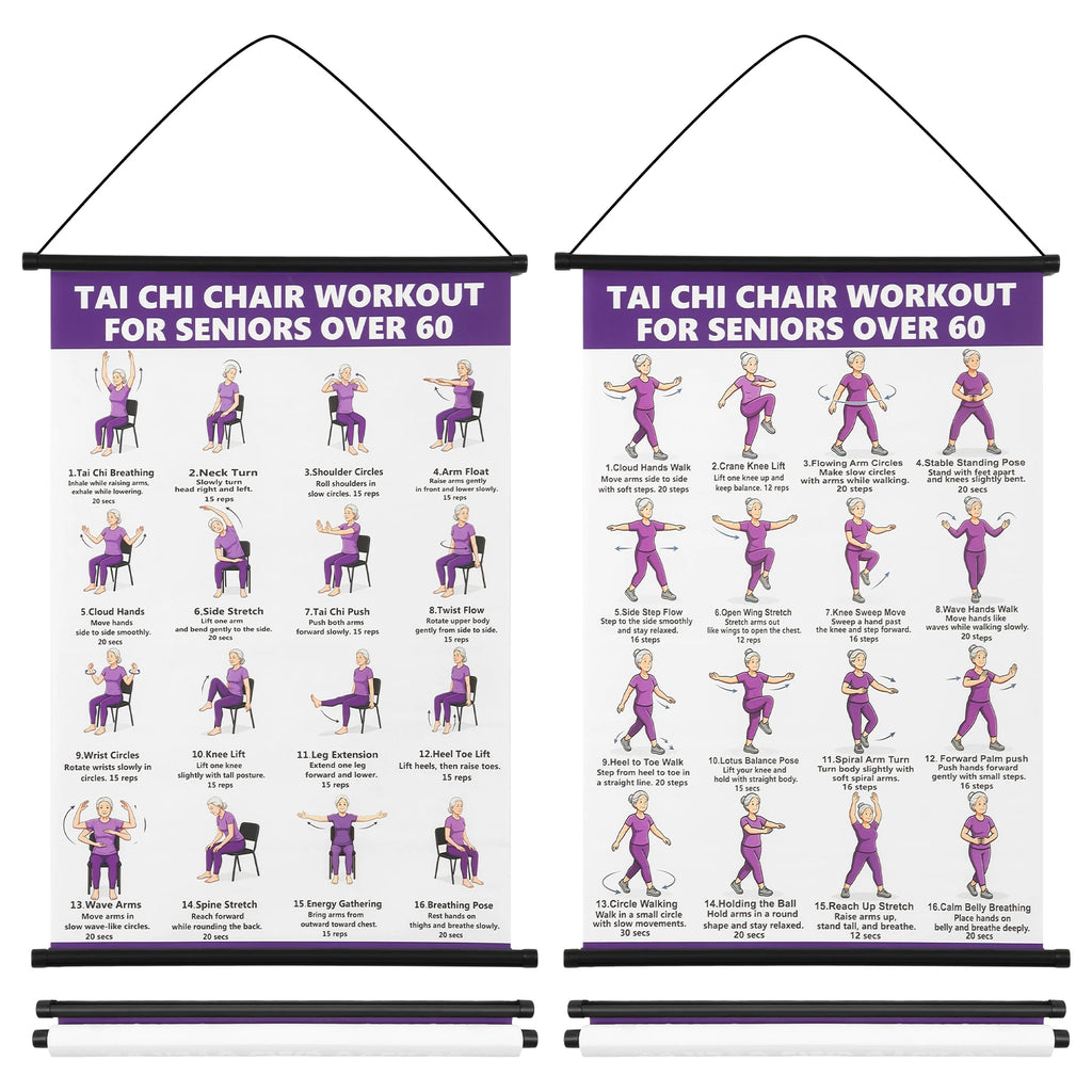 Tai Chi Chair & Walking Workout Poster for Seniors Fitness Wall Poster Nixie