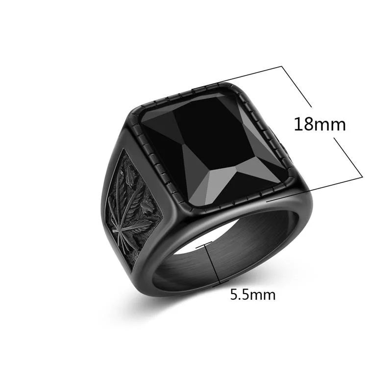 Men's Hip Hop 316L Stainless Steel Black Red Stone Ring Fashion Ring Nixie