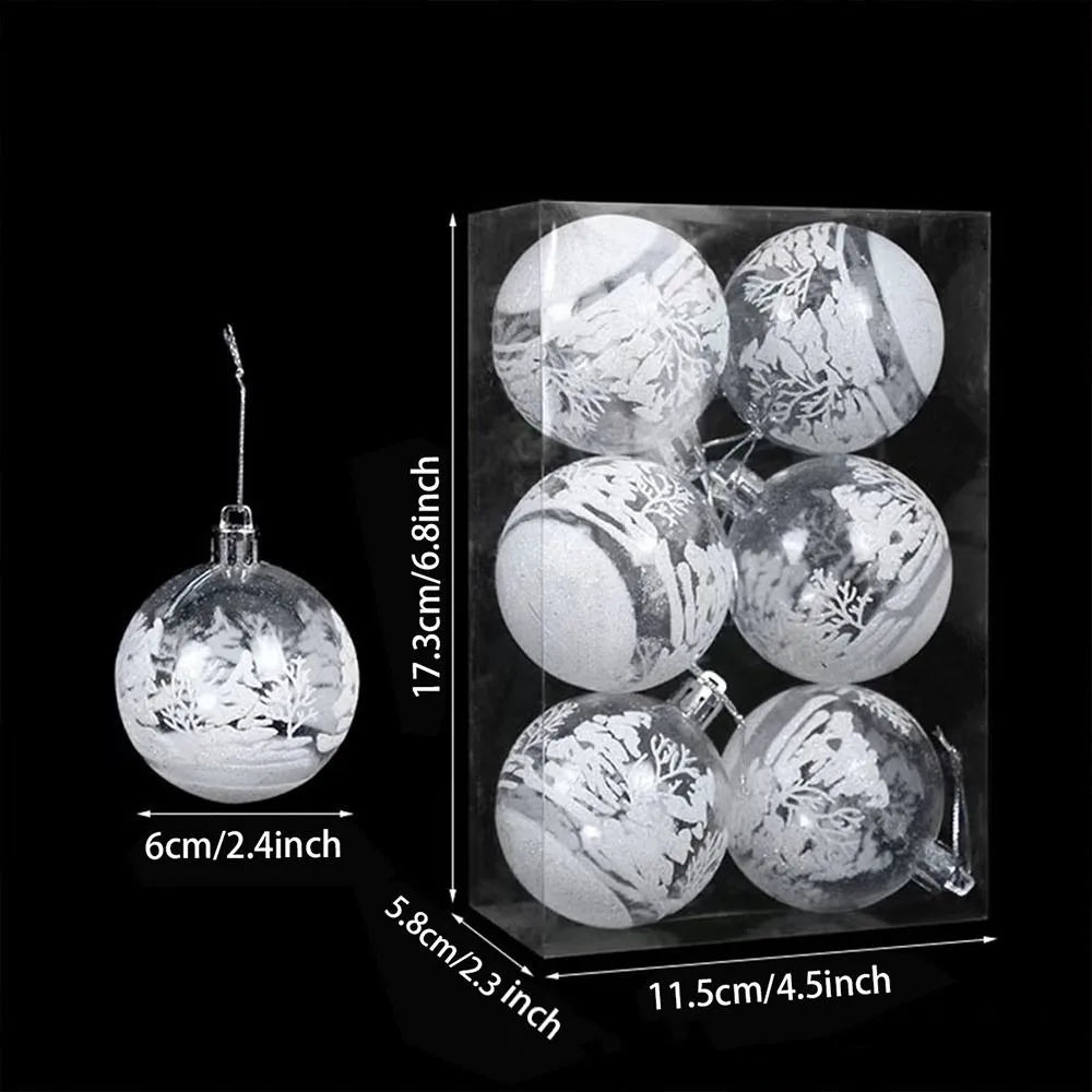 6pcs Clear Christmas Baubles 6cm Transparent Snow Ball Ornaments Christmas Ornaments Nixie 6pcs 1.5cm