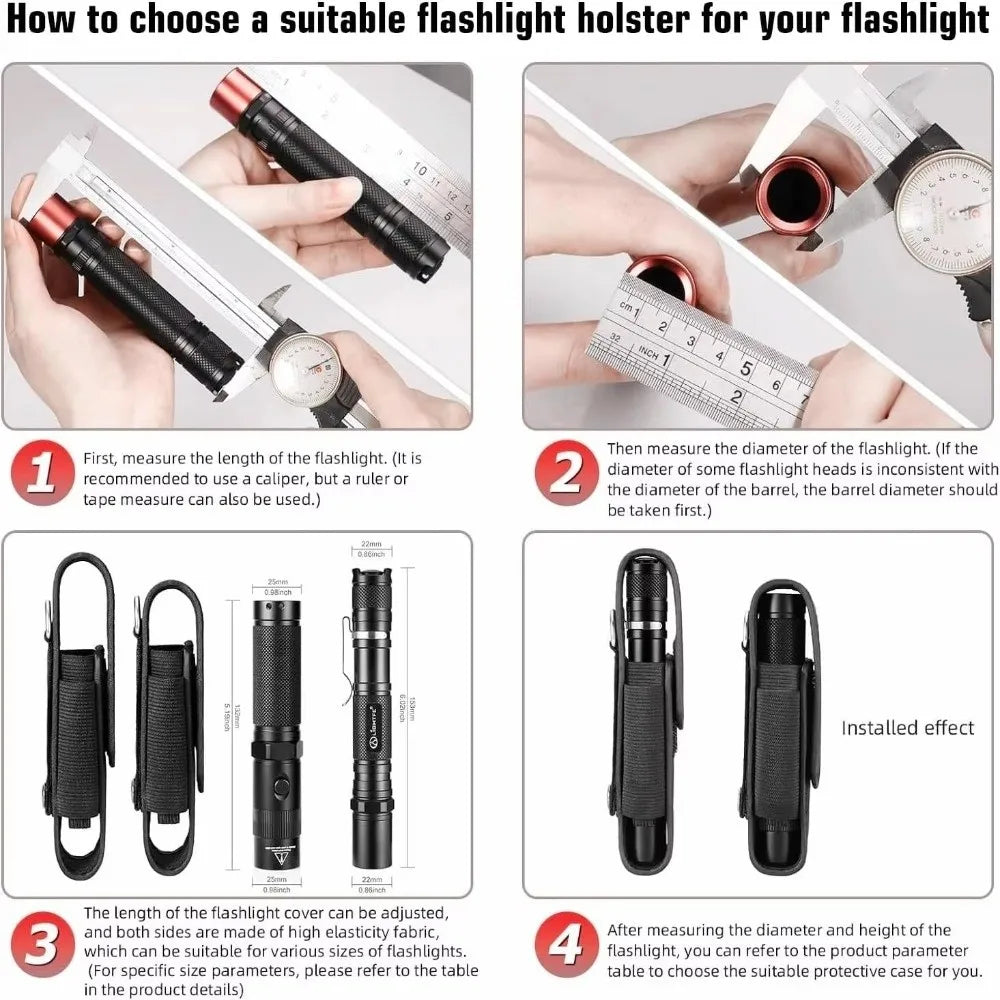 Nylon Flashlight Pouch – Adjustable Belt Holster Holder Flashlight Belt Pouch Nixie