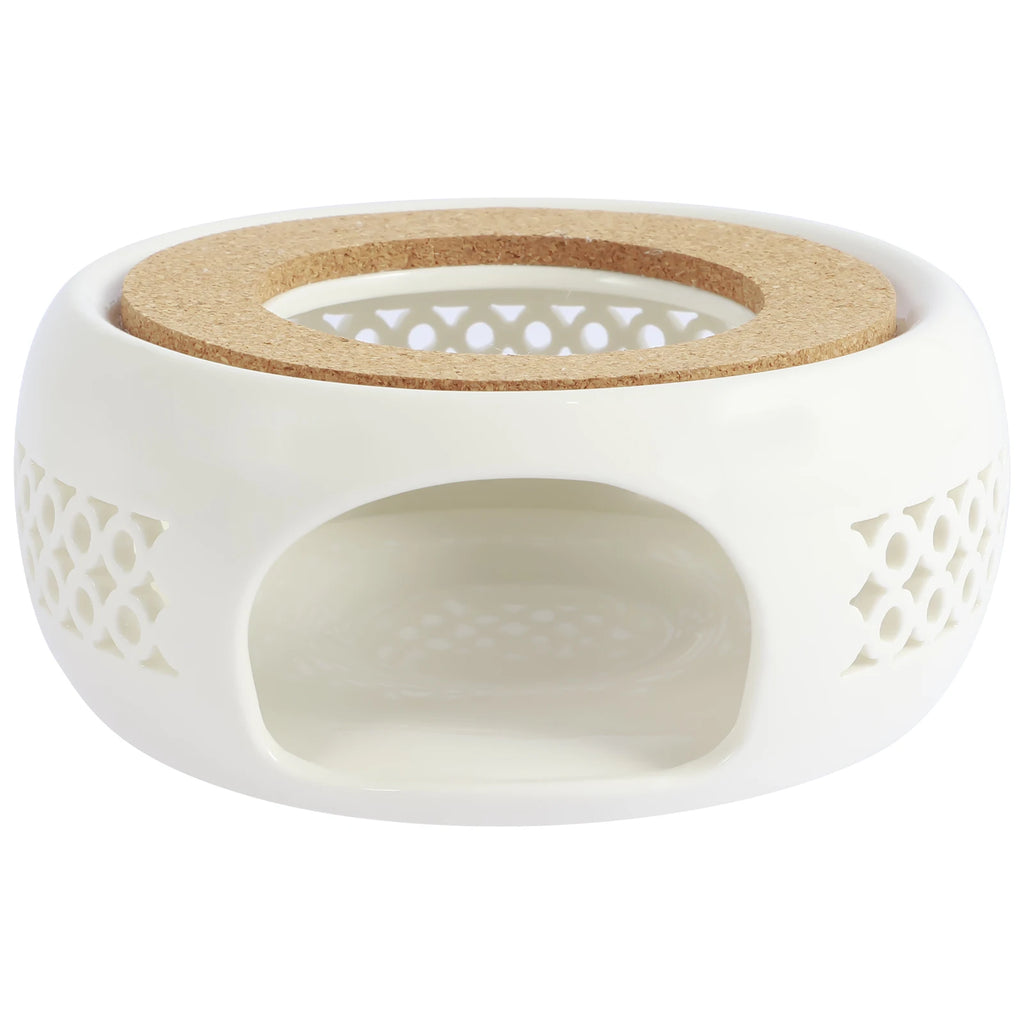 Hollow Ceramic Teapot Warmer Candle Heating Base Holder Teapot Warmer Base Nixie White