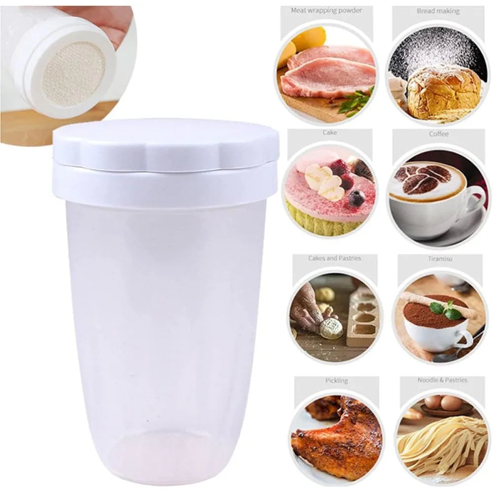 Plastic Flour & Sugar Shaker with Mesh Lid – Baking Sifter Baking Sifter Shaker Nixie