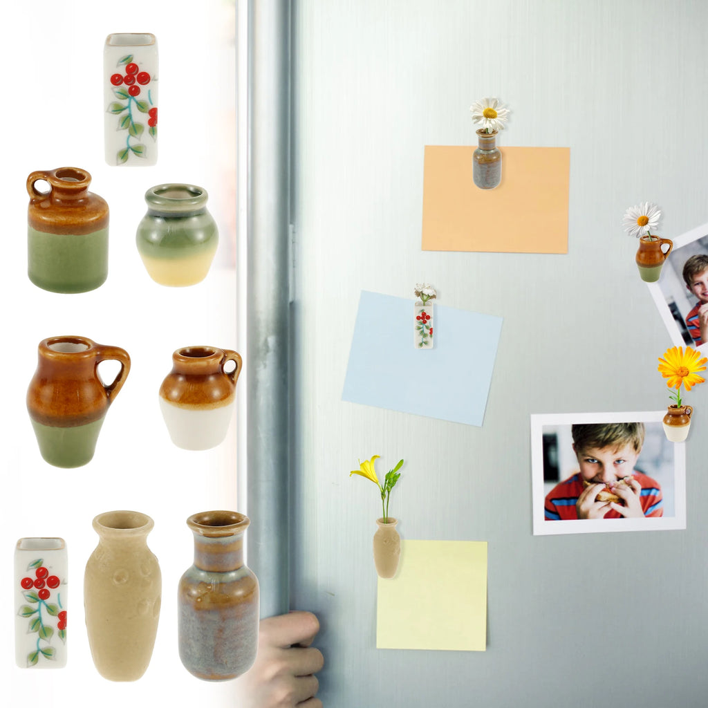 Ceramic Mini Vase Fridge Magnets Set – Plant Décor 3 or 5 Pcs Decorative Fridge Magnets Nixie