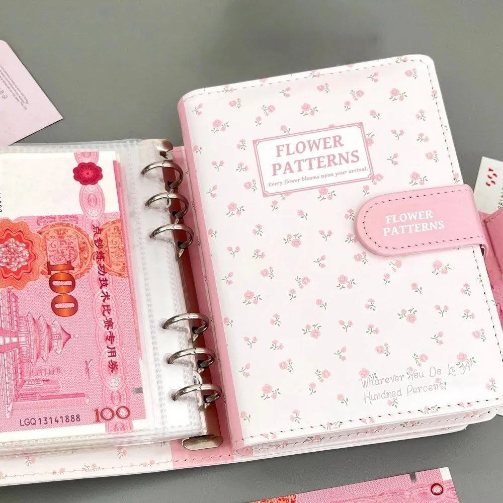 A6 PU Leather Budget Binder – Floral Cash Envelope Planner Budget Binder Planner Nixie