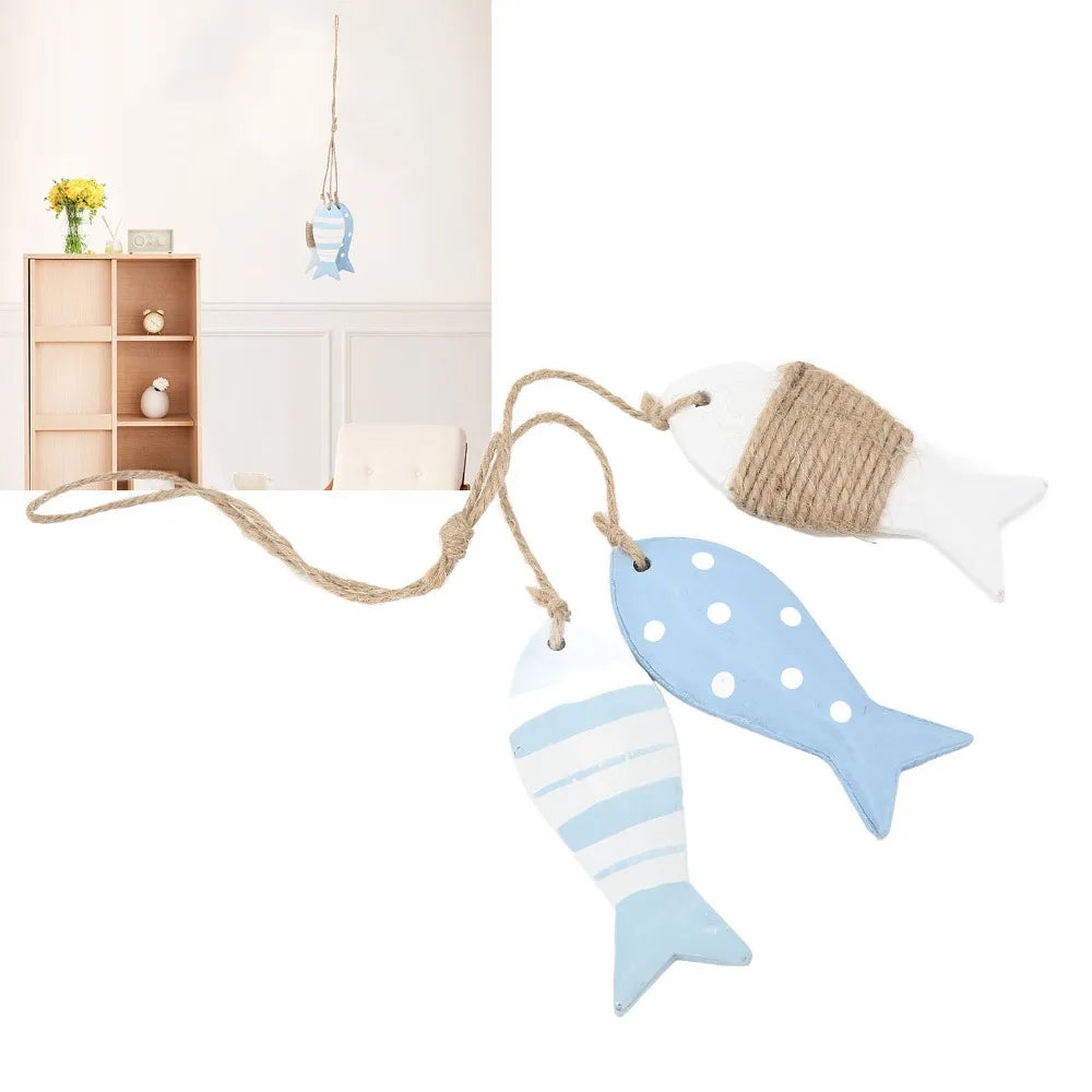 2PCS Hand Carved Wooden Fish Nautical Coastal Wall Hanging Decor Wooden Wall Decor Nixie